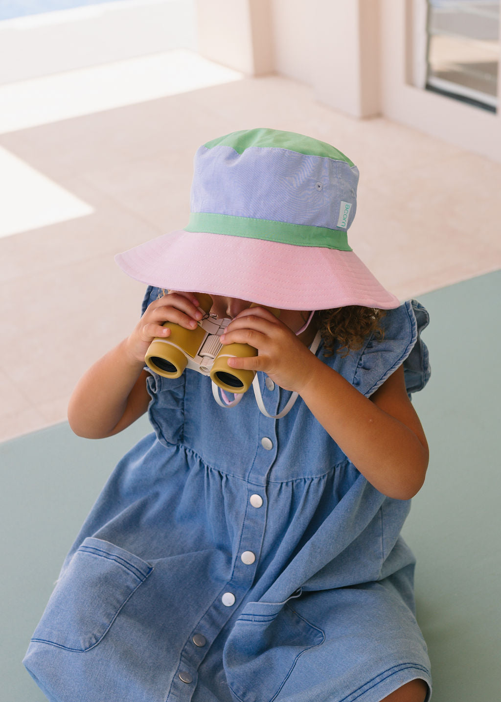 Pink Colour Block Wide Brim Bucket Hat
