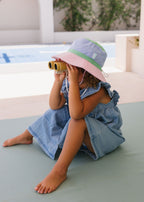Pink Colour Block Wide Brim Bucket Hat