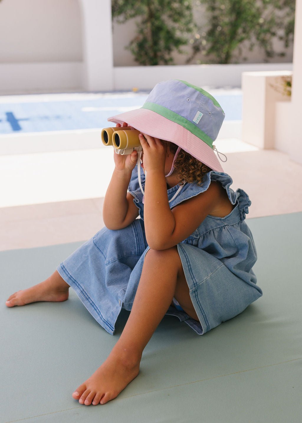 Pink Colour Block Wide Brim Bucket Hat