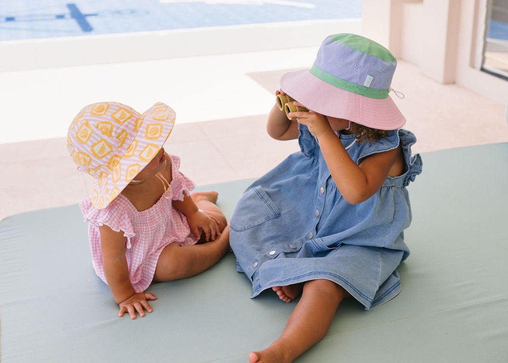 Pink Colour Block Wide Brim Bucket Hat