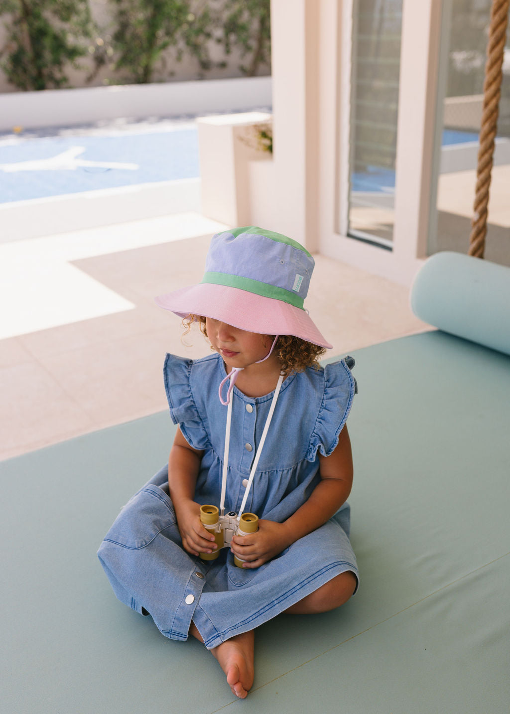 Pink Colour Block Wide Brim Bucket Hat