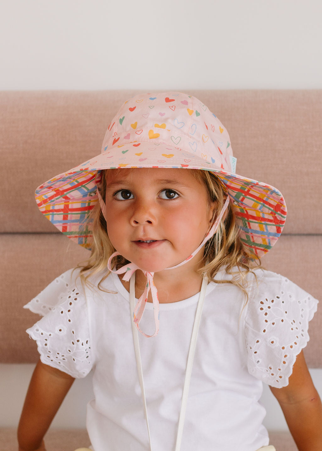 Floating Hearts Reversible Wide Brim Sunhat