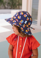 Navy Bloom Wide Brim Sunhat