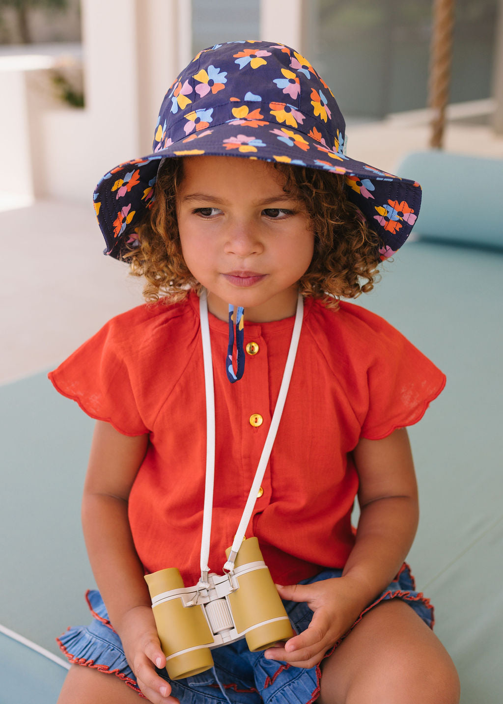Navy Bloom Wide Brim Sunhat