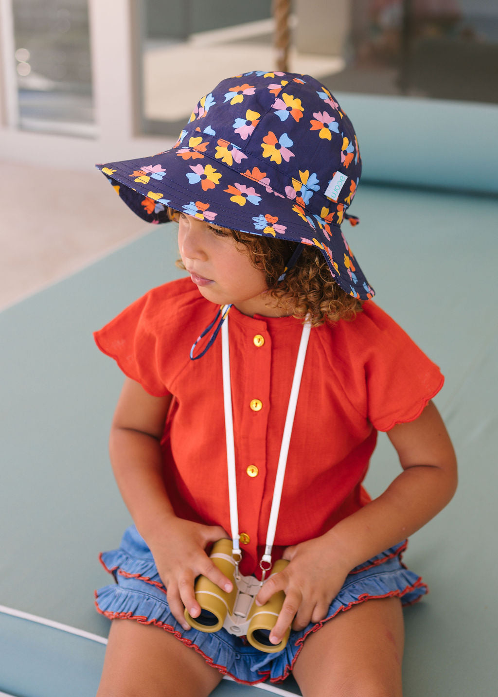 Navy Bloom Wide Brim Sunhat