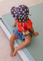Navy Bloom Wide Brim Sunhat