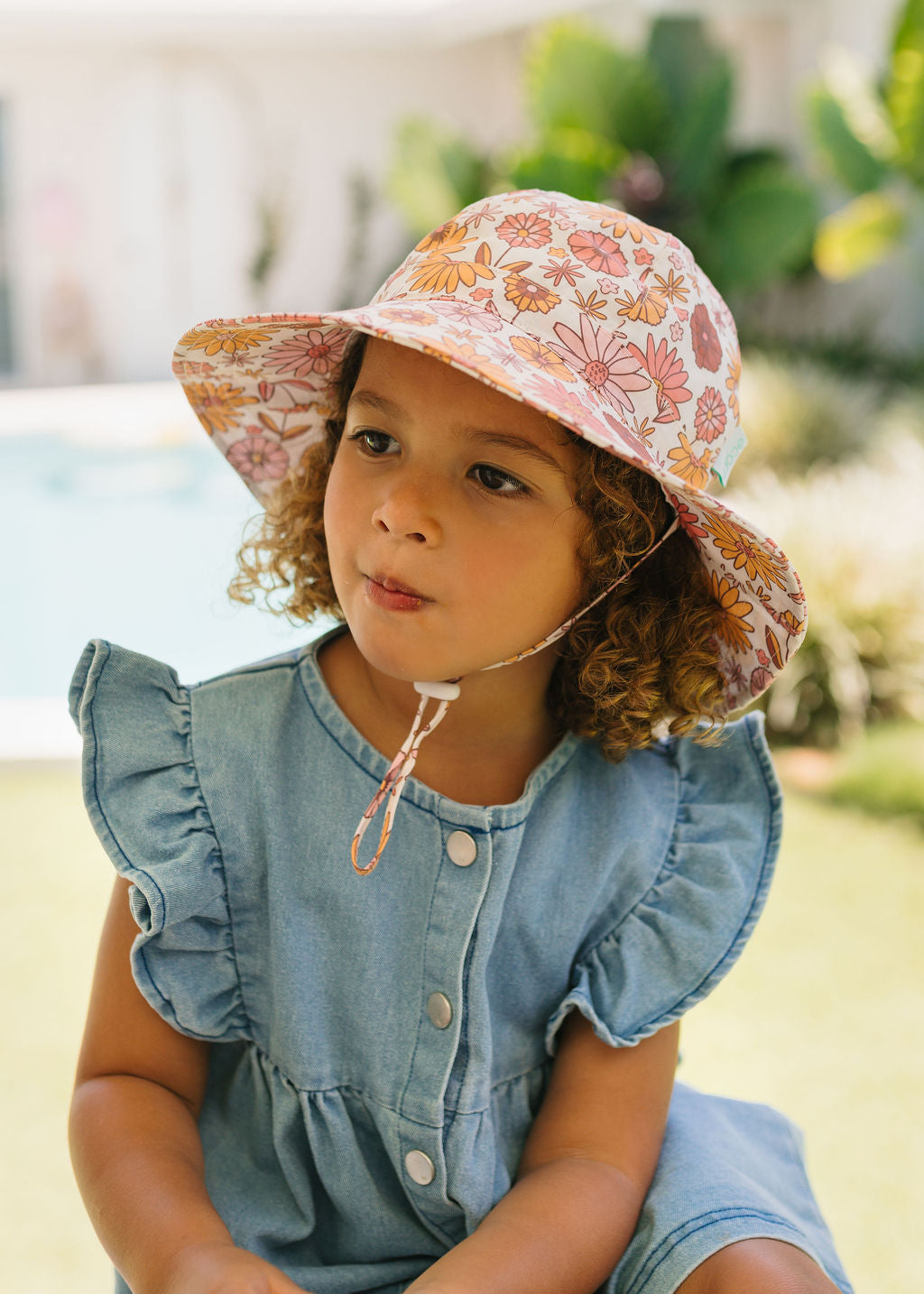 Retro Blooms Wide Brim Sunhat