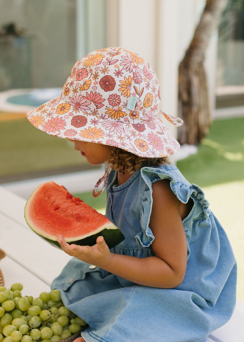 Retro Blooms Wide Brim Sunhat
