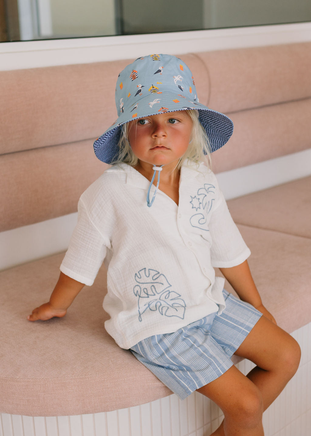 Seagulls Wide Brim Bucket Hat