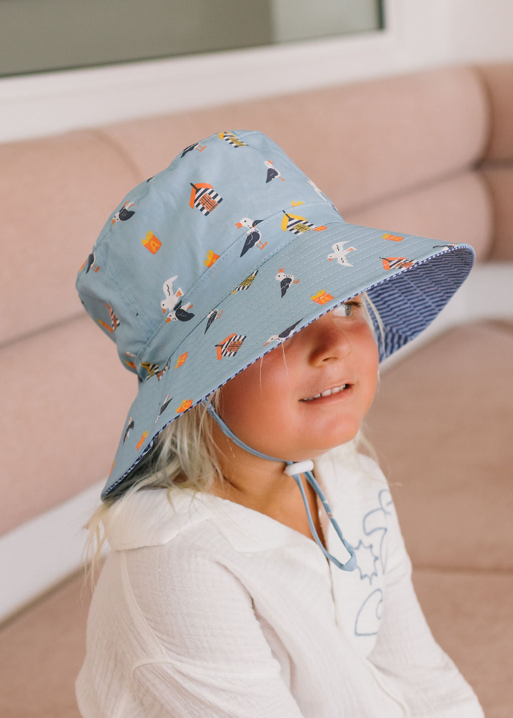 Seagulls Wide Brim Bucket Hat