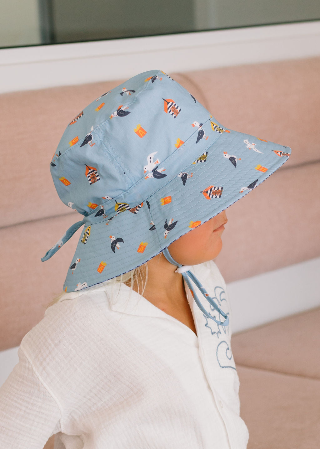 Seagulls Wide Brim Bucket Hat