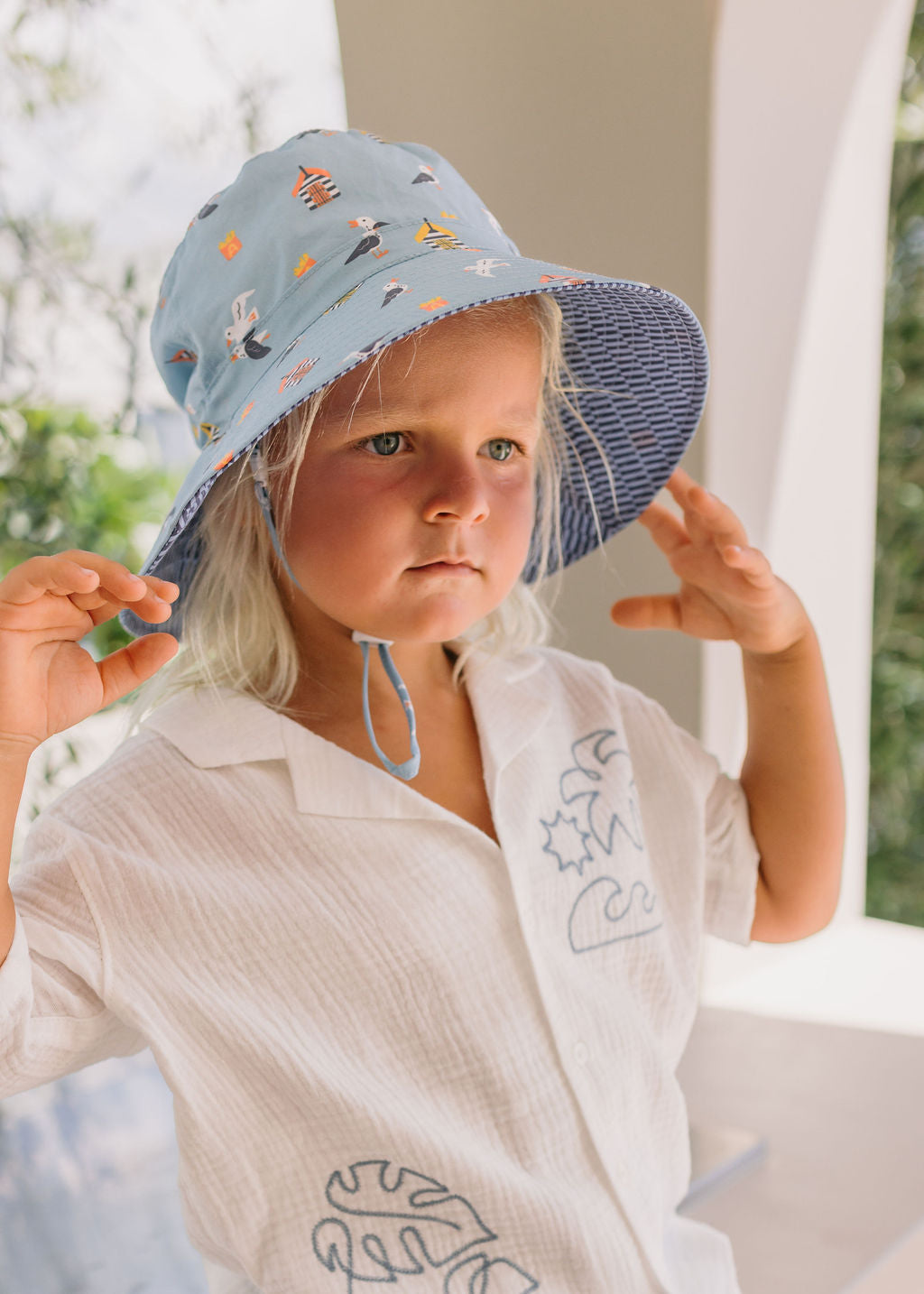 Seagulls Wide Brim Bucket Hat