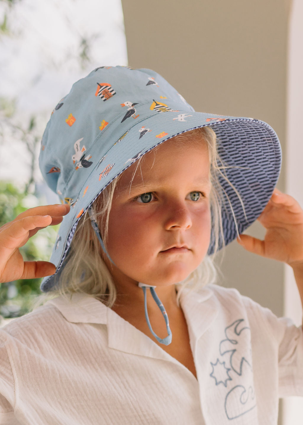 Seagulls Wide Brim Bucket Hat
