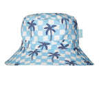 Blue Checked Palms Wide Brim Bucket Hat