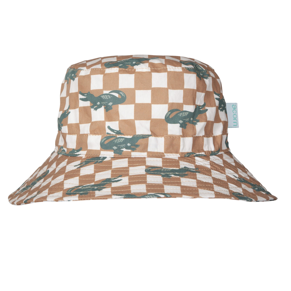 Crocodile Checks Wide Brim Bucket Hat
