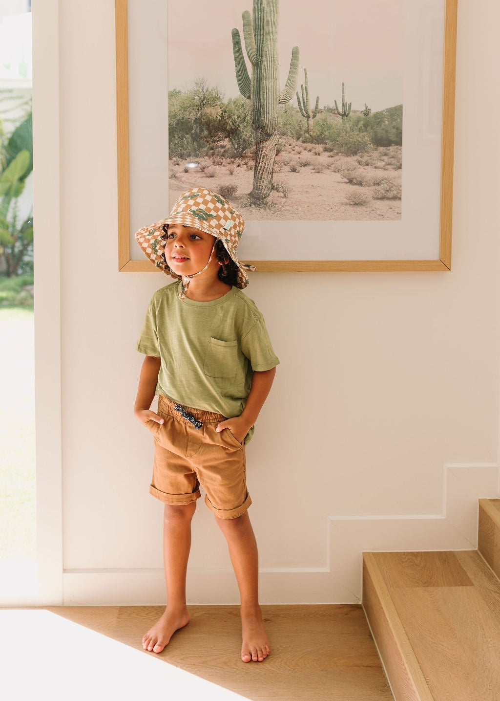 Crocodile Checks Wide Brim Bucket Hat