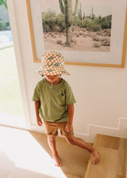 Crocodile Checks Wide Brim Bucket Hat