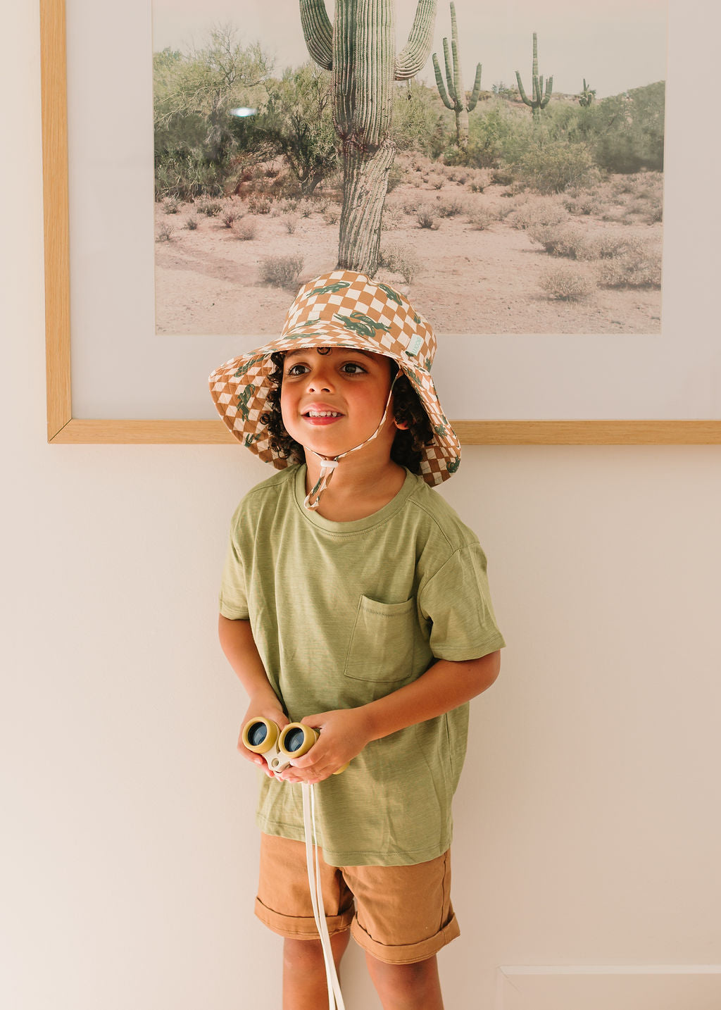 Crocodile Checks Wide Brim Bucket Hat