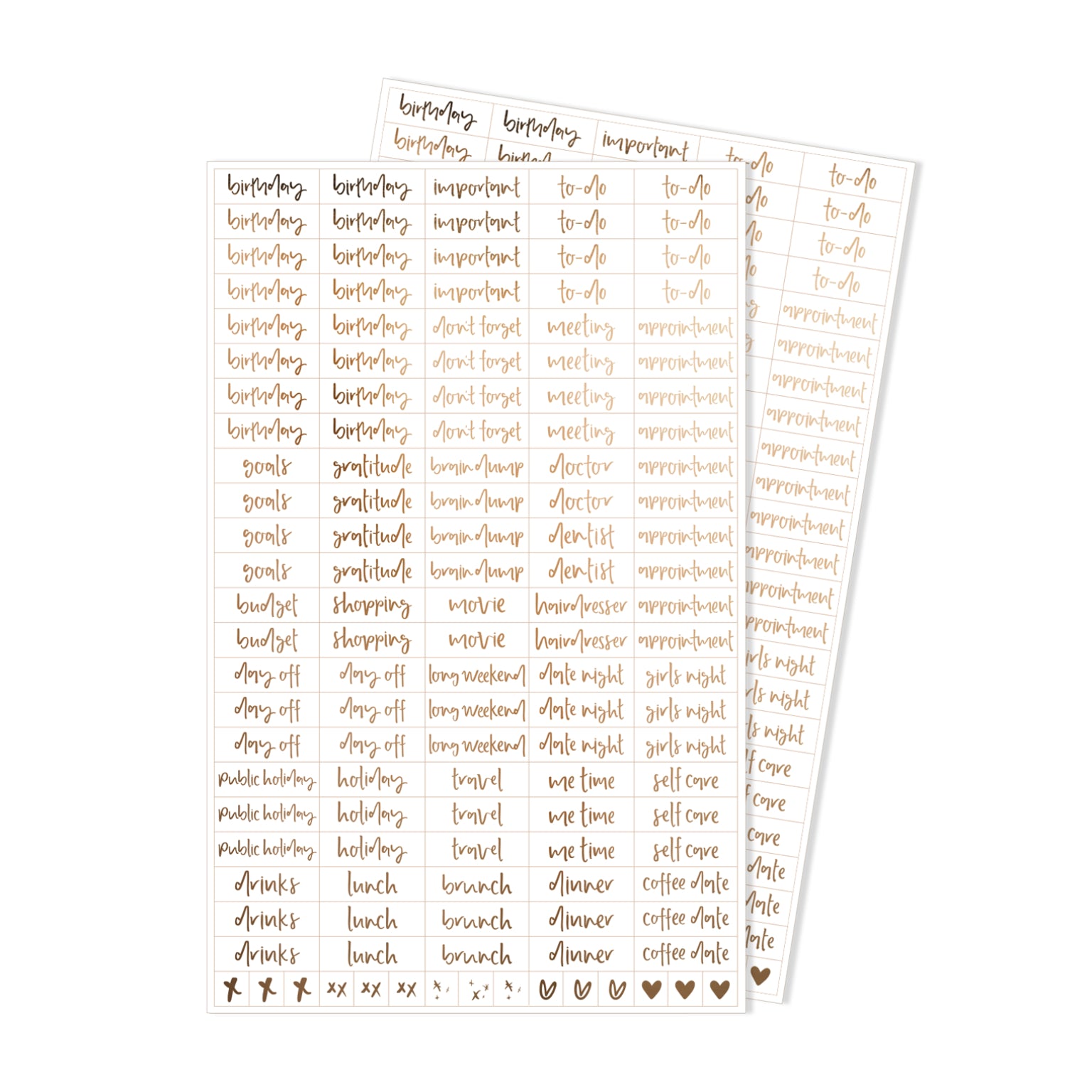 Word Stickers | Essentials Set | 2 Sheets | 2024