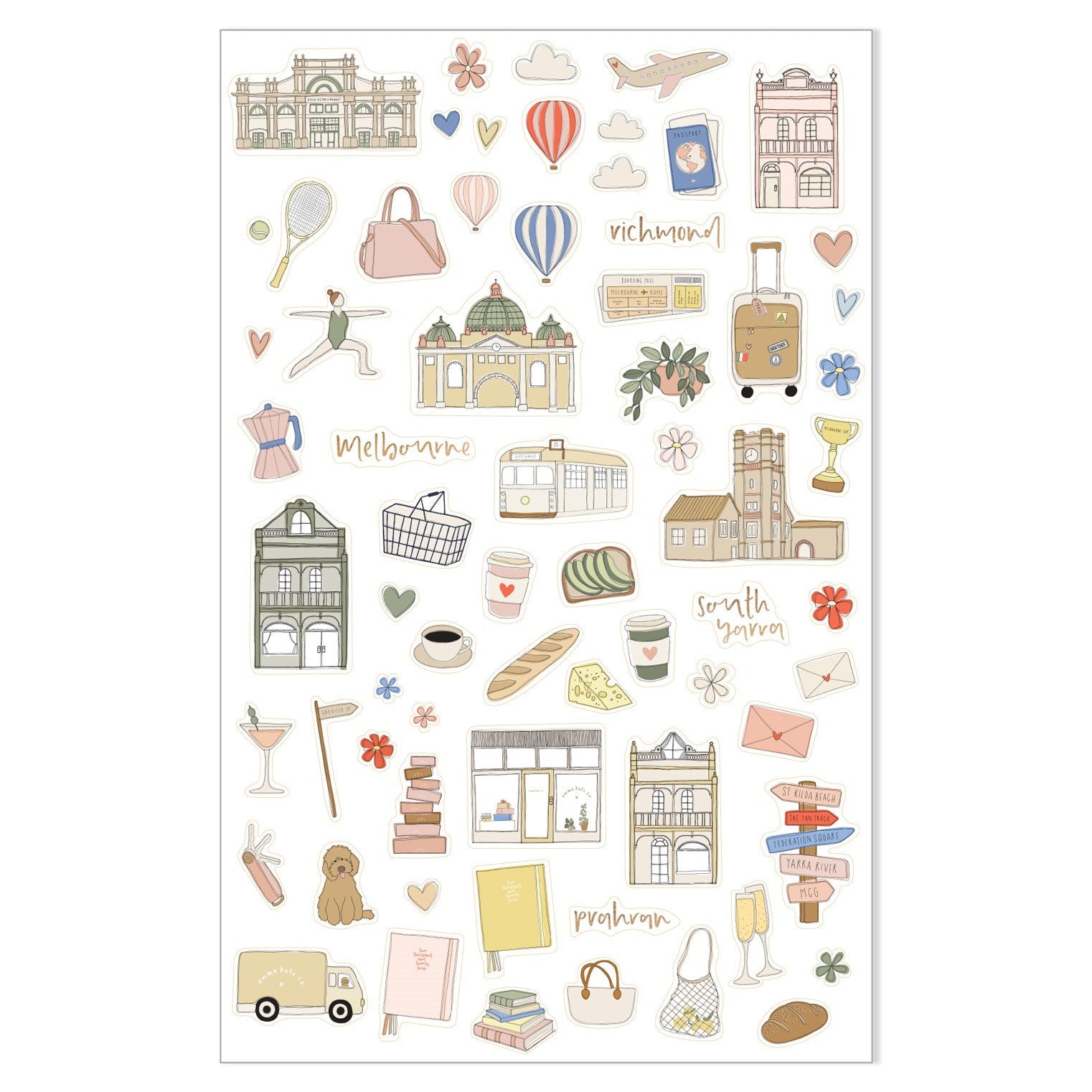 Illustrated Stickers | Melbourne Icons | 2 Sheets | 2024