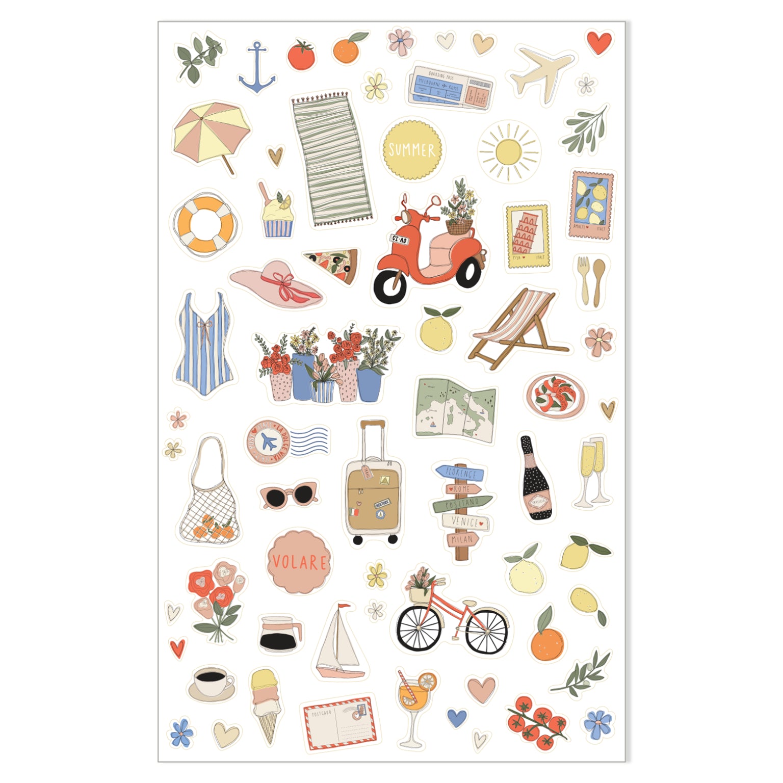 Illustrated Stickers | Travel | 2 Sheets | 2024