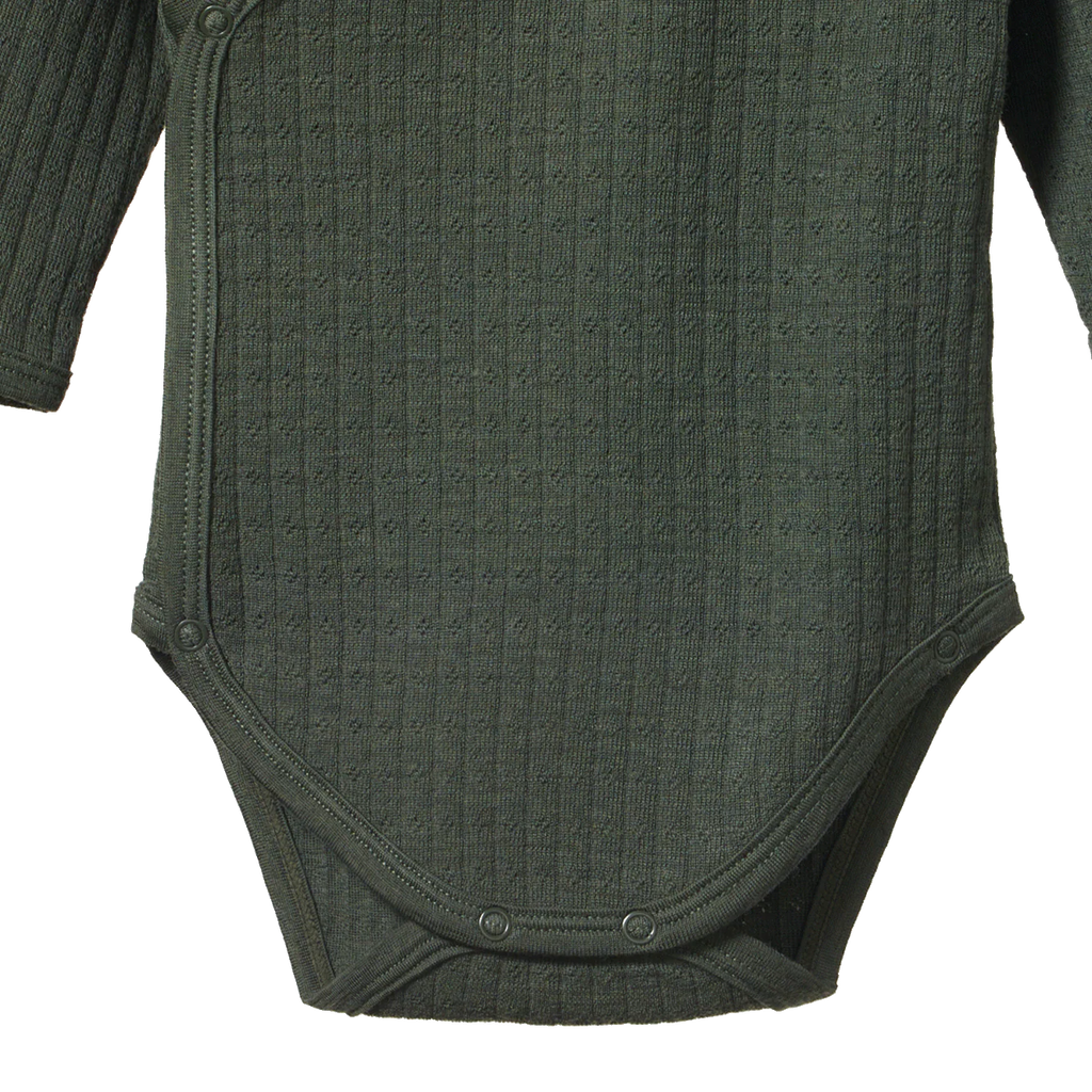 Merino Essentials Longsleeve Kimono Bodysuit Thyme