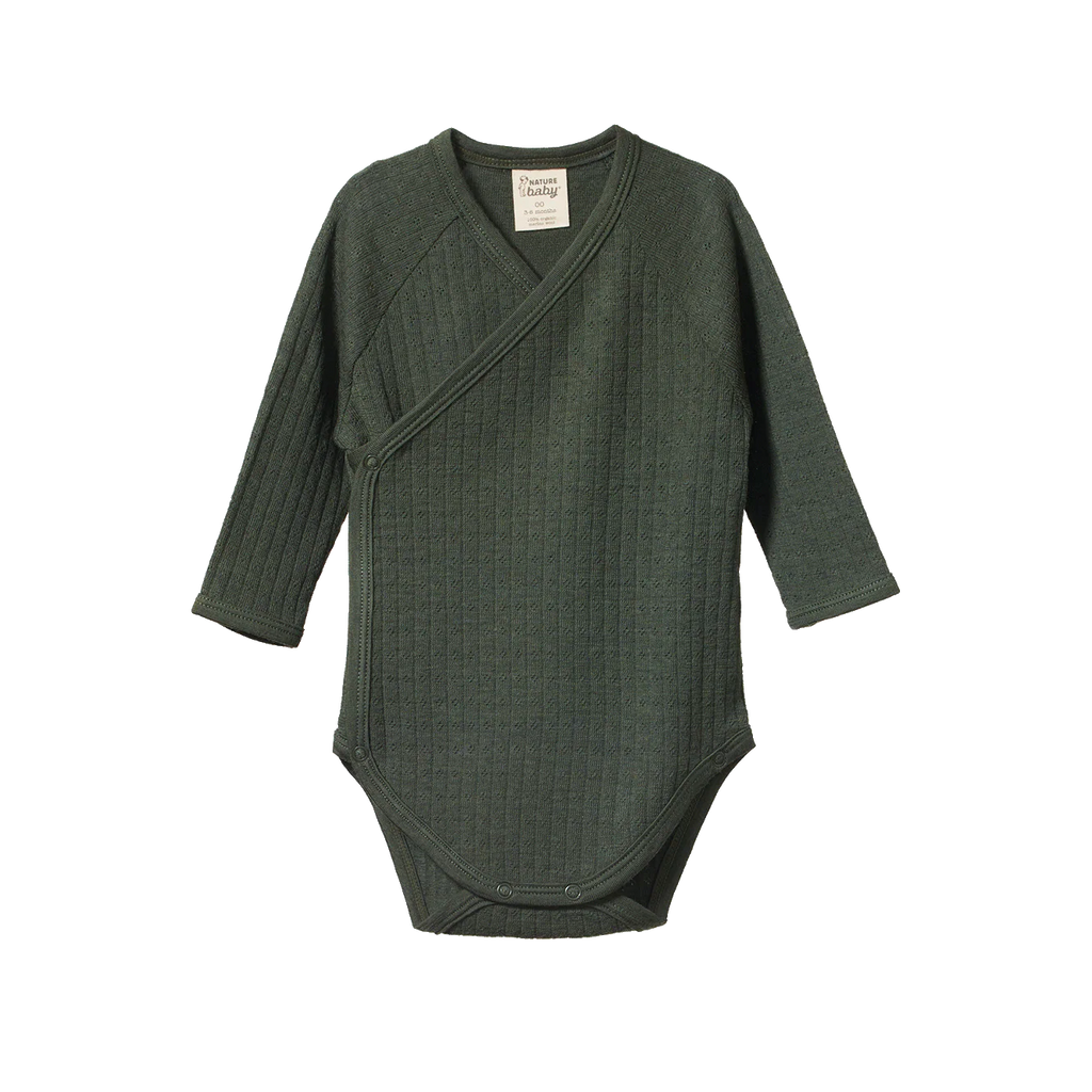 Merino Essentials Longsleeve Kimono Bodysuit Thyme