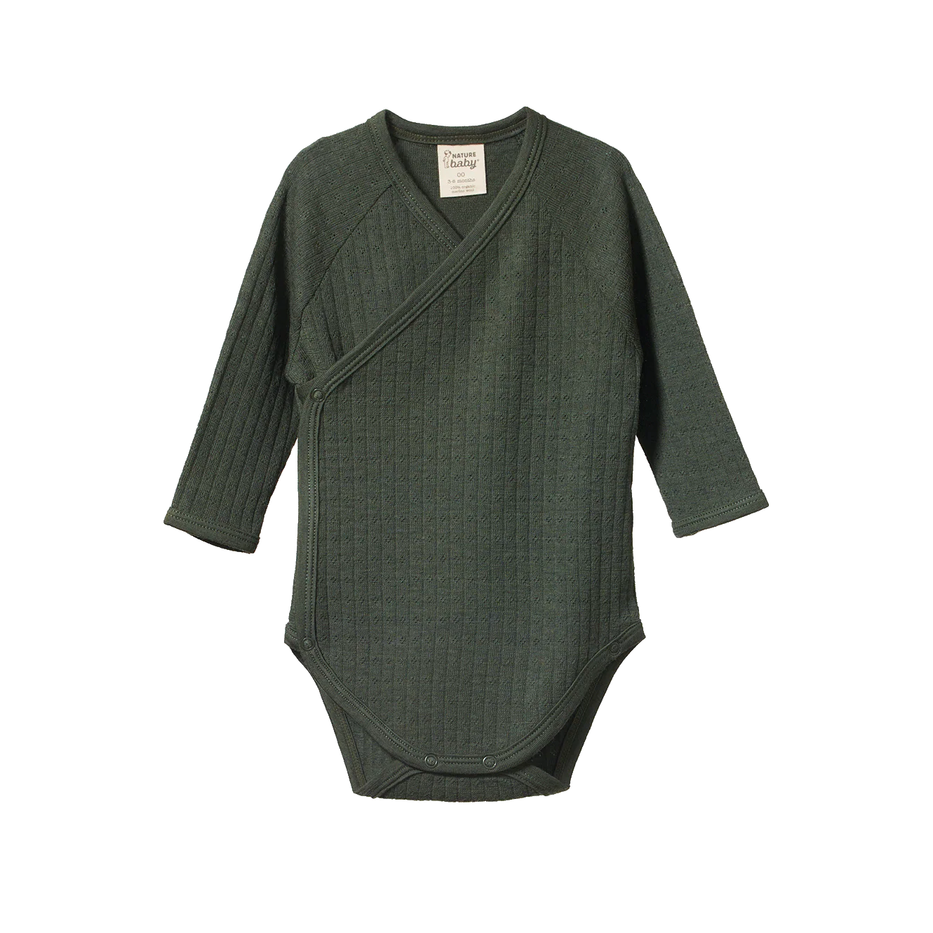 Merino Essentials Longsleeve Kimono Bodysuit Thyme