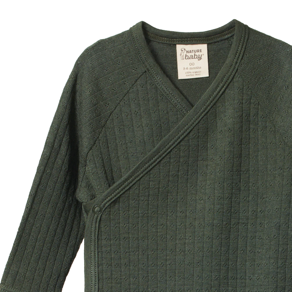 Merino Essentials Longsleeve Kimono Bodysuit Thyme