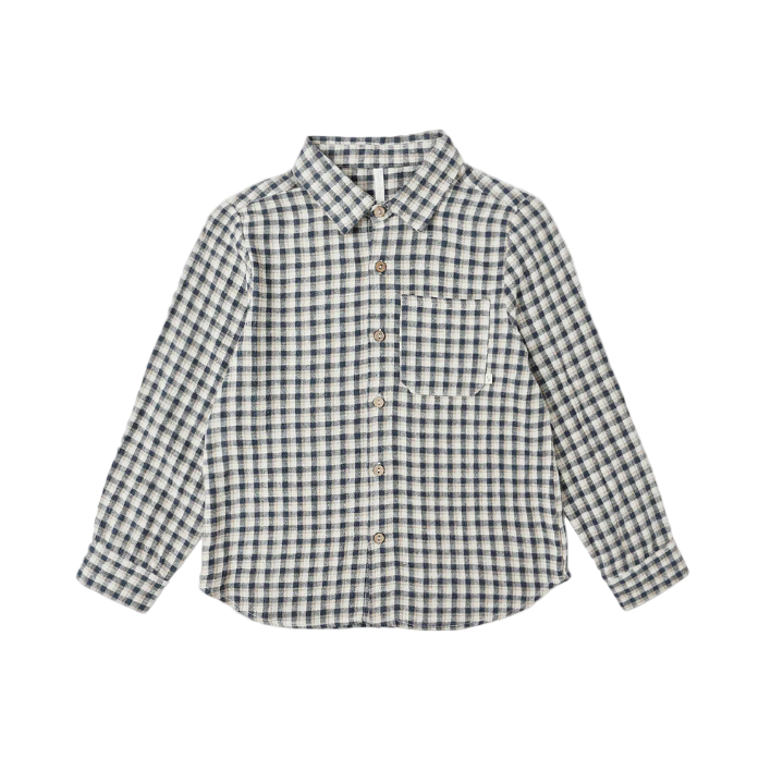 Collared Long Sleeve Shirt - Navy Check
