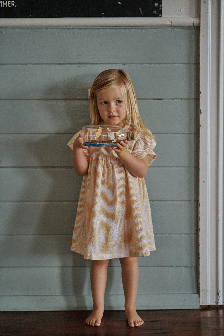 Nature Baby Bonnie Dress Seersucker - Golden Stripe