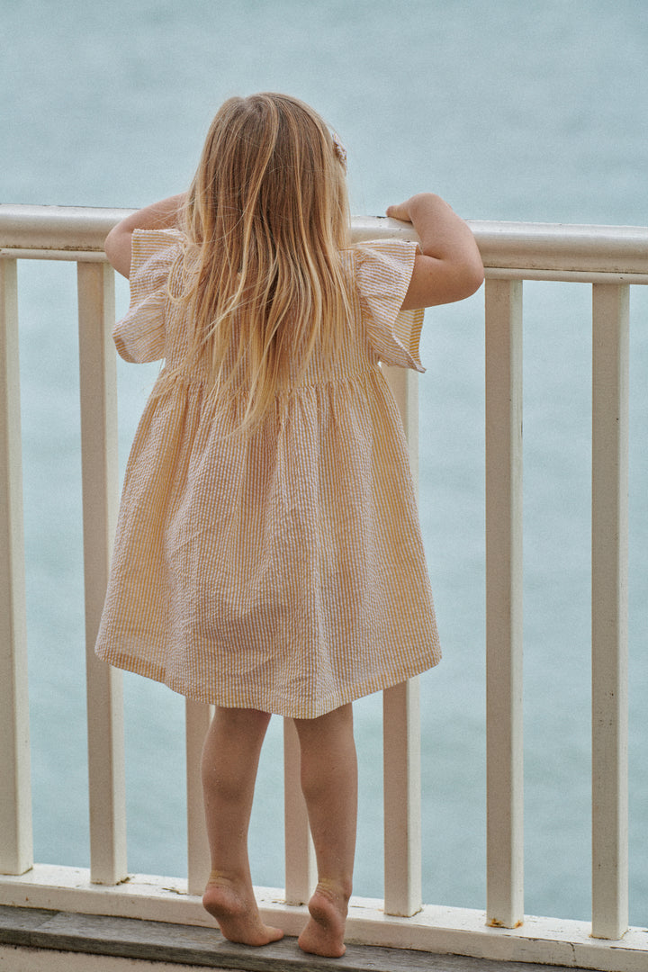 Nature Baby Bonnie Dress Seersucker - Golden Stripe