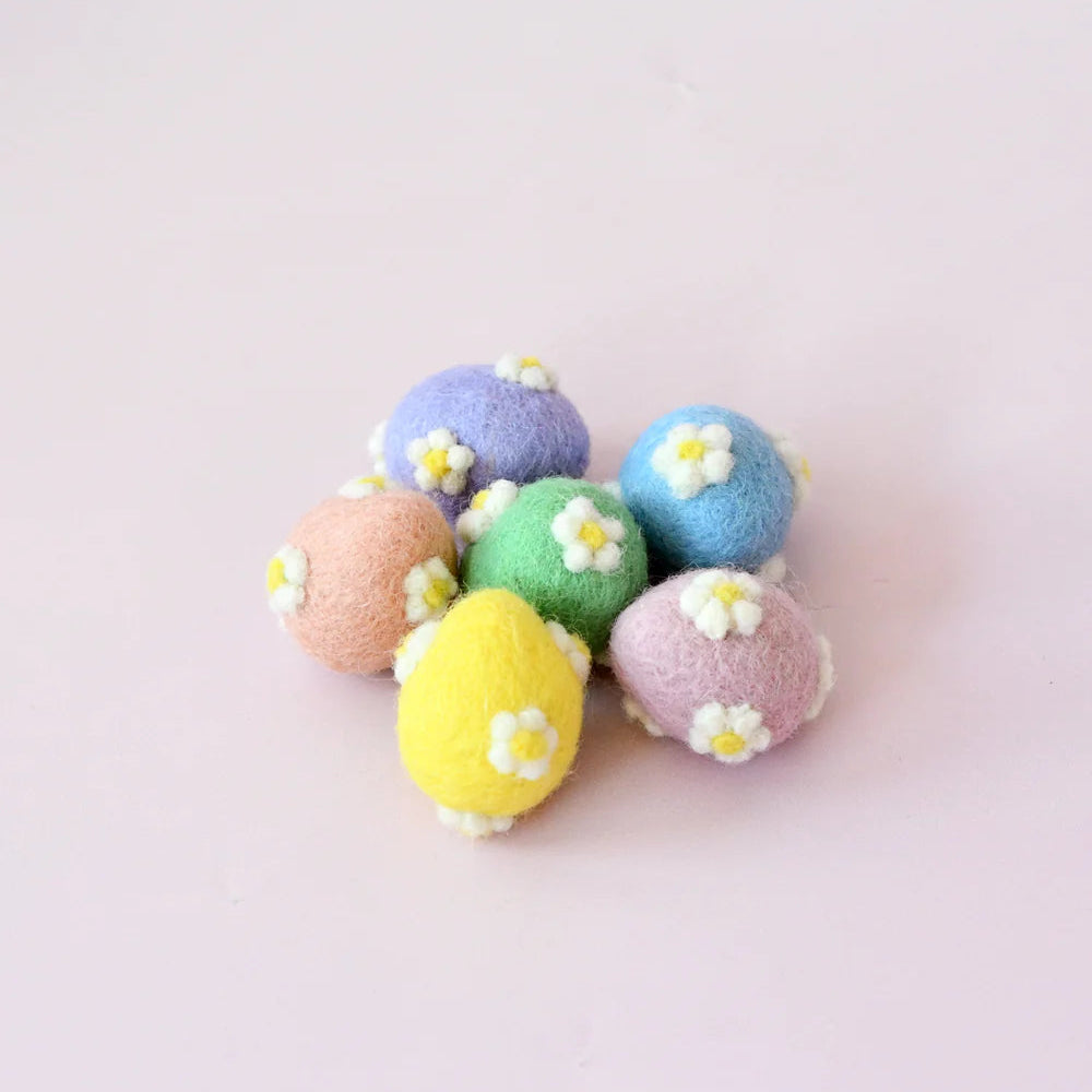 Felt Pastel Eggs with Flowers