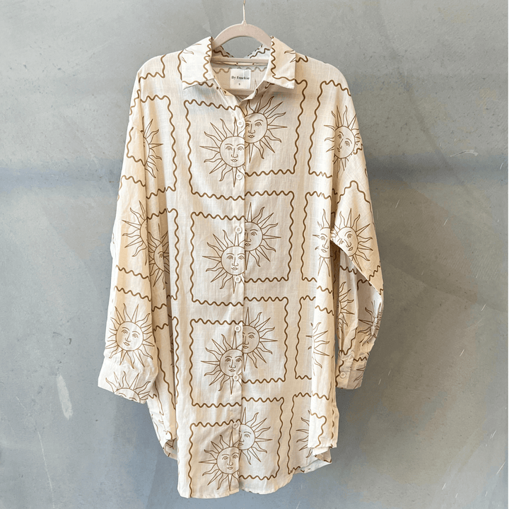 Soleil Shirt Dress - Beige and Tan