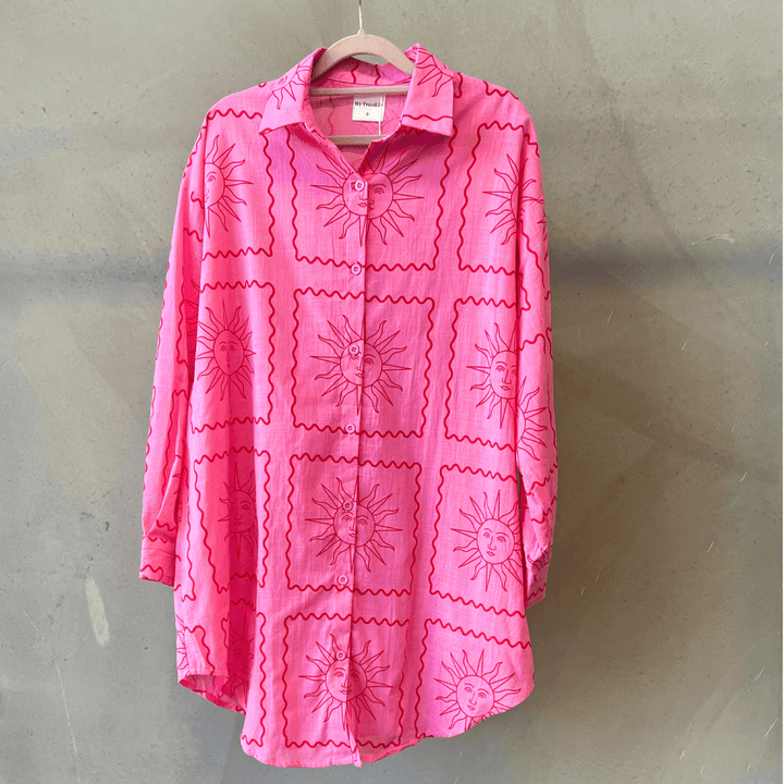 Soleil Shirt Dress - Pink and Red