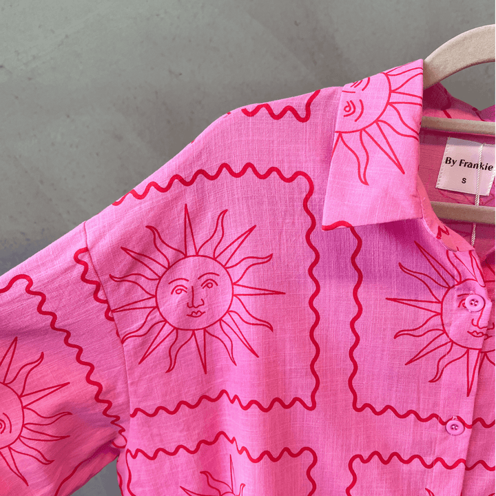 Soleil Shirt Dress - Pink and Red