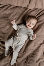Kimono Bodysuit - Mushroom Pinstripe