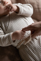 Kimono Bodysuit - Mushroom Pinstripe