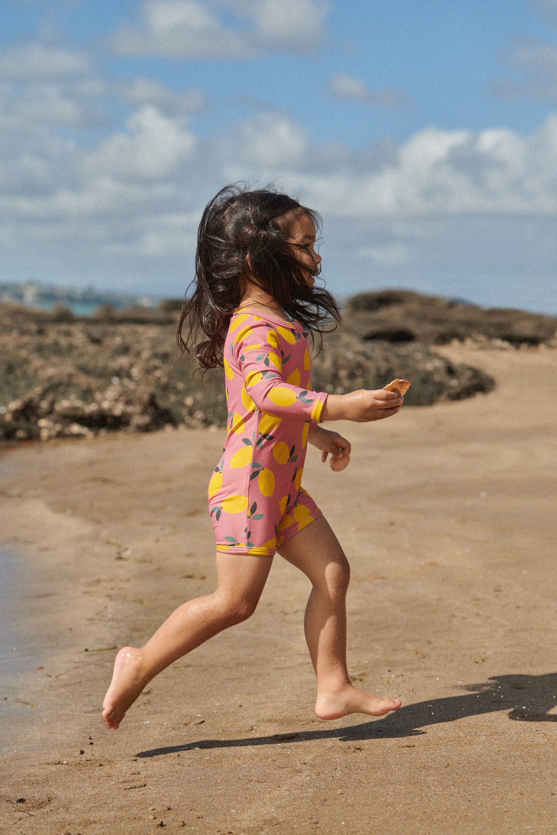 Nature Baby One Piece Bathing Trunks - Lemmony Rose Print