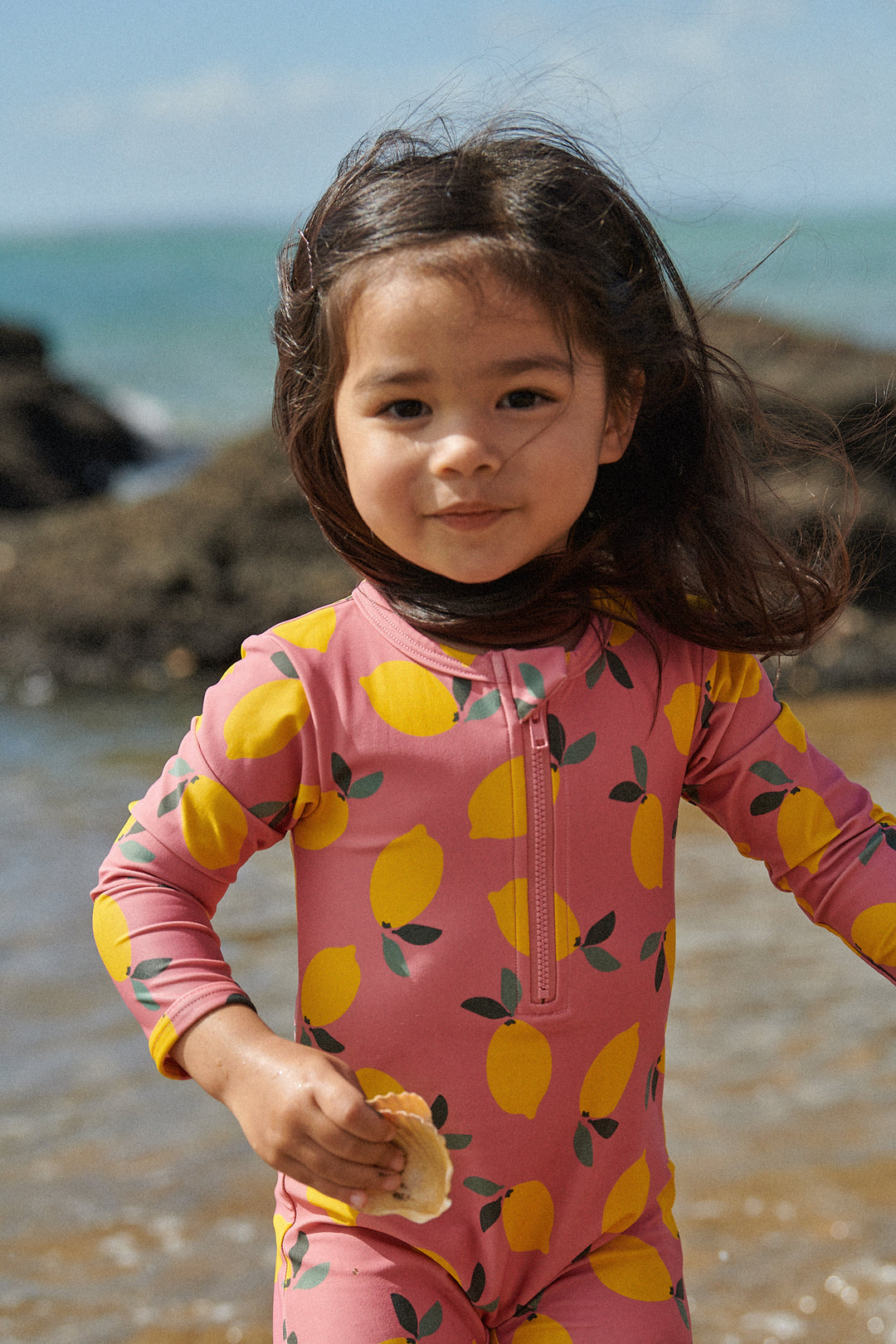Nature Baby One Piece Bathing Trunks - Lemmony Rose Print