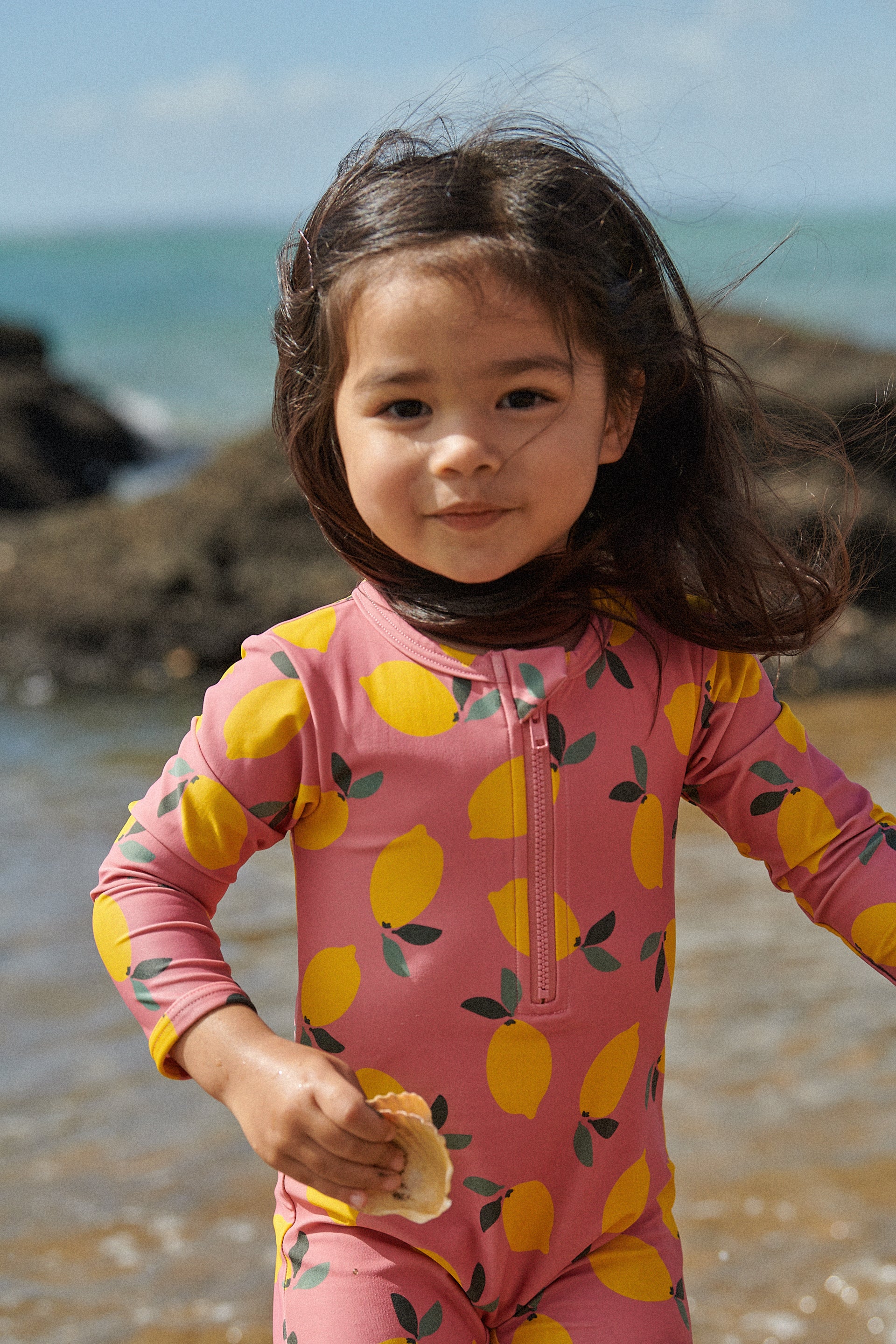 Nature Baby One Piece Bathing Trunks - Lemmony Rose Print