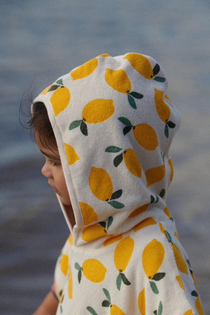Nature Baby Org Cotton Poncho Towel - Lemon Print Terry