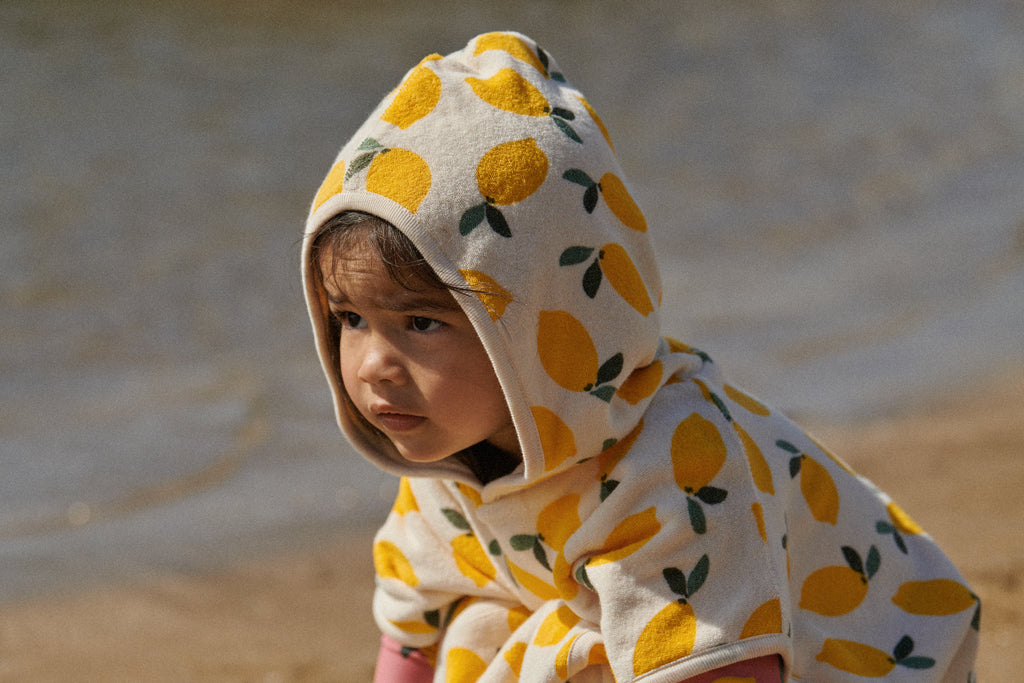 Nature Baby Org Cotton Poncho Towel - Lemon Print Terry