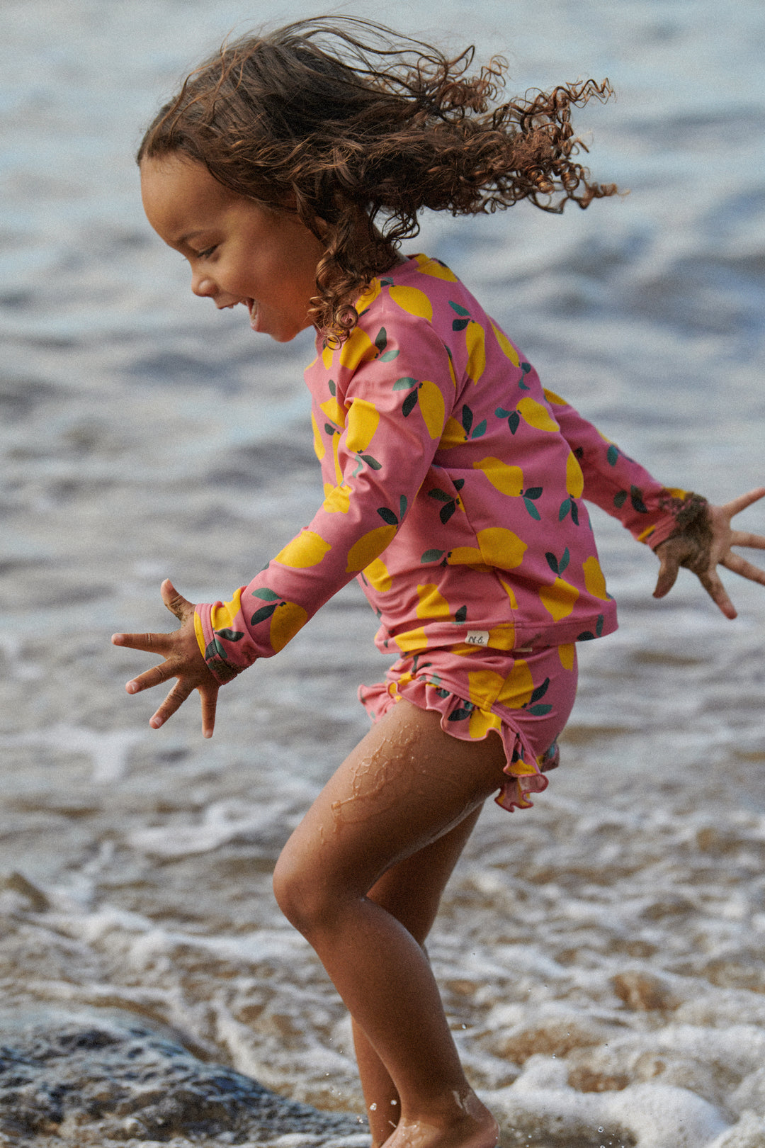 Nature Baby Ruffle Swim Shorts - Lemmony Rose Print