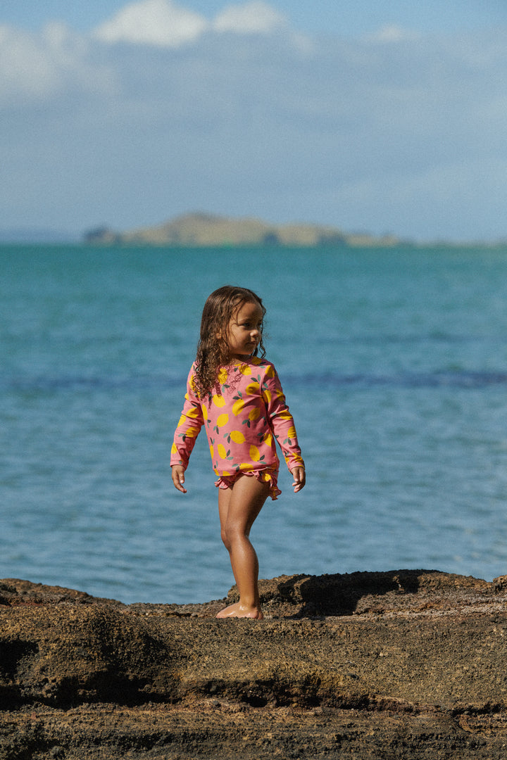 Nature Baby Ruffle Swim Shorts - Lemmony Rose Print
