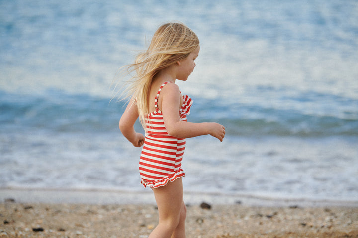 Nature Baby Frill Swimsuit - Red Sea Stripe