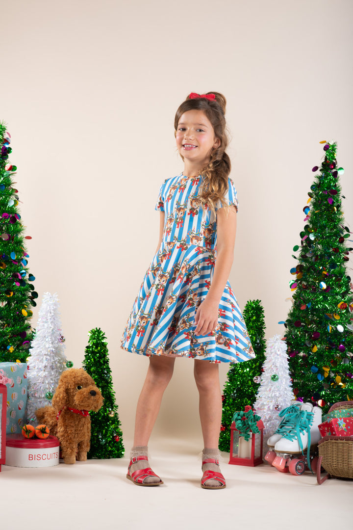 Rock Your Baby Waisted Dress - Reindeer Cheer