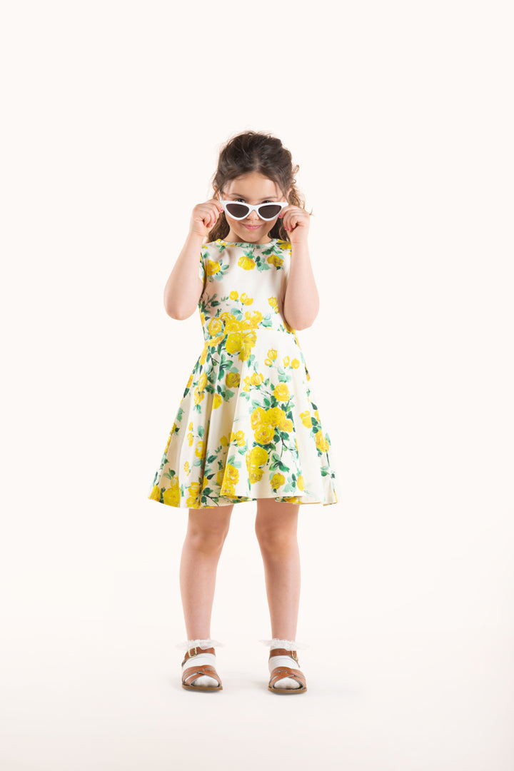 Rock Your Baby Waisted Dress - Yellow Roses