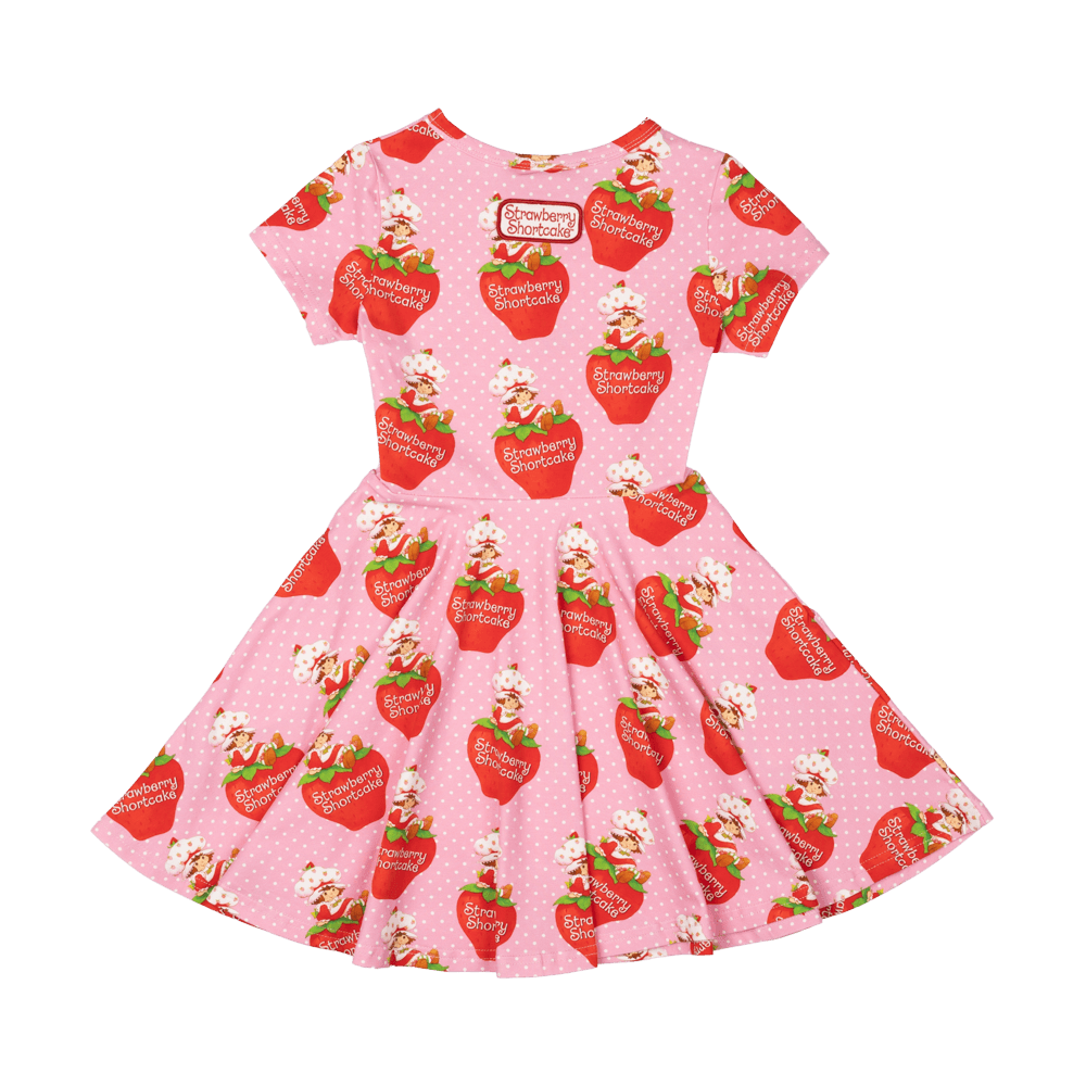 Rock Your Baby Short Sleeve Waisted Dress - Strawberry Delight