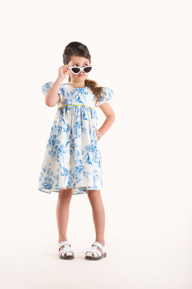 Rock Your Baby Puff Sleeve Dress - Summer Toile